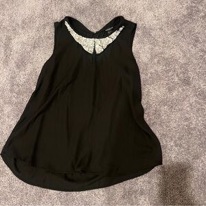 Black Bejeweled Collar Tank Top